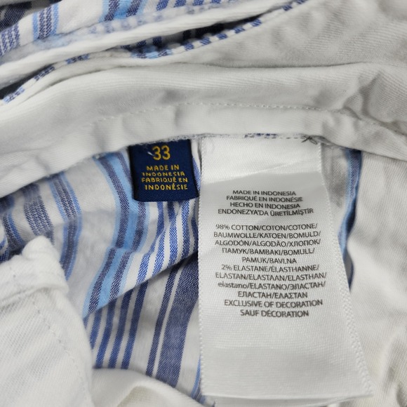 Polo Ralph Lauren Shorts MENS 33 Blue White Stripe Stretch Classic Fit Pony Logo - Picture 9 of 12